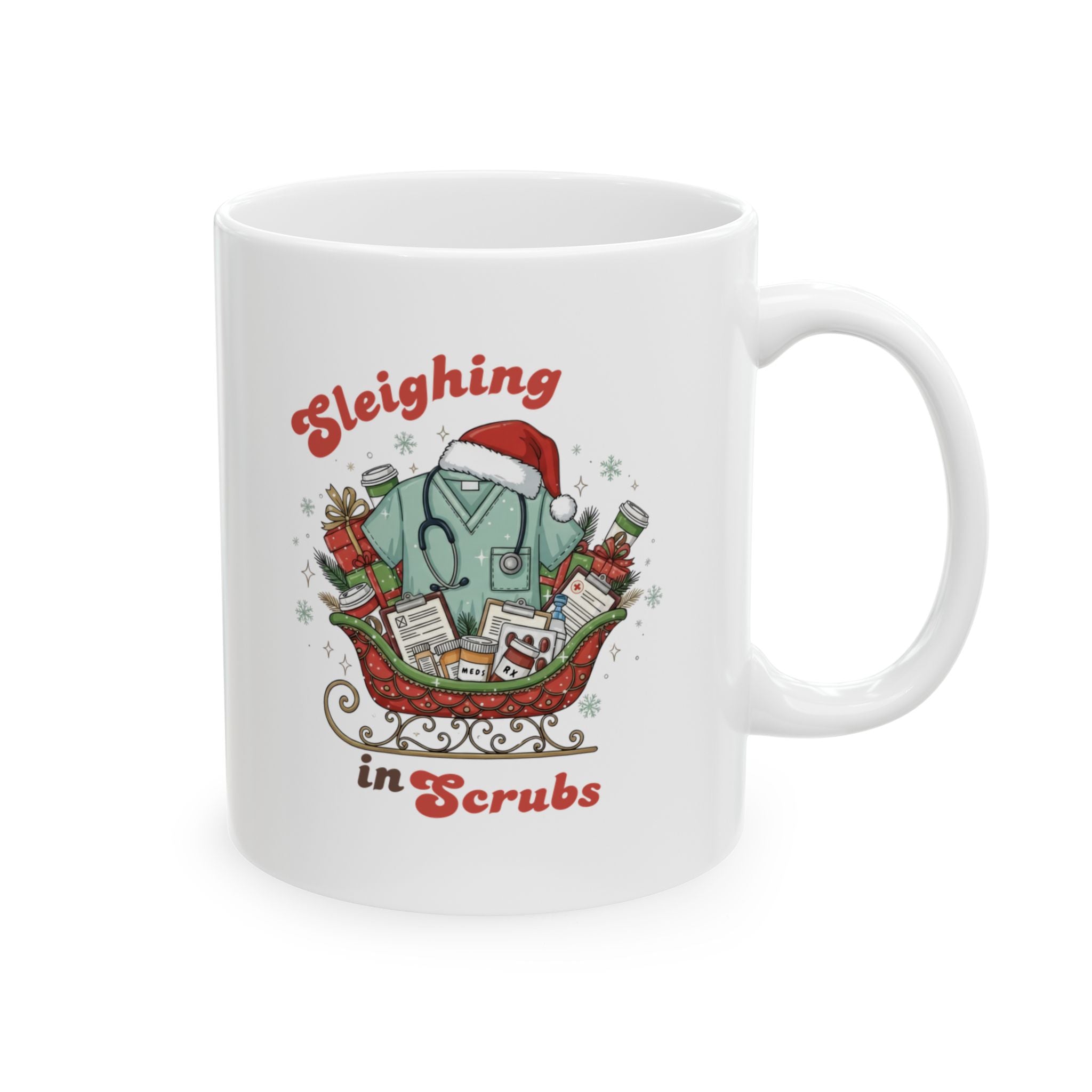 Sleighing in Scrubs Mug